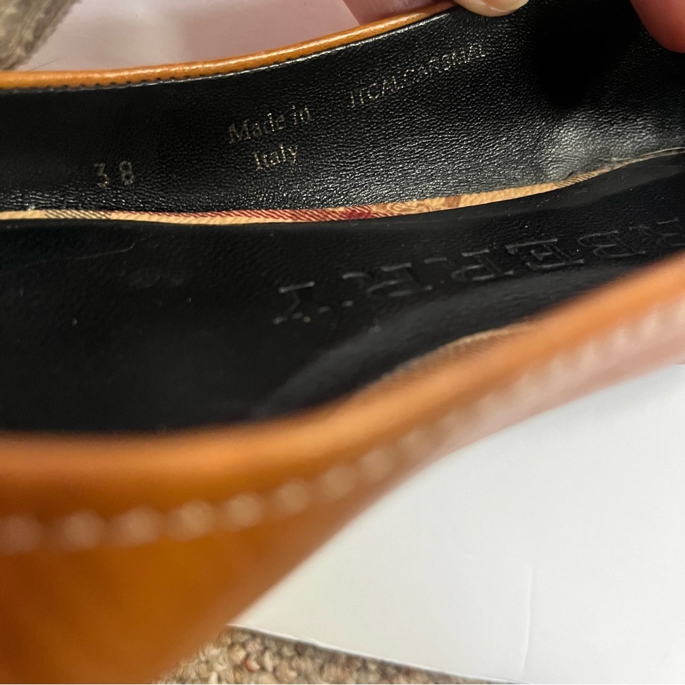 Burberry Bicolor Romsey Peep Toe Ballet Flats Size 38 - Picture 9 of 11